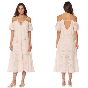 Red Carter Amalia Embroidered Ivory Midi Dress Sz L